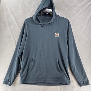 Howler Brothers Mens Large Blue Waffle Knit Hoodie Grid Fleece Pullover Patch